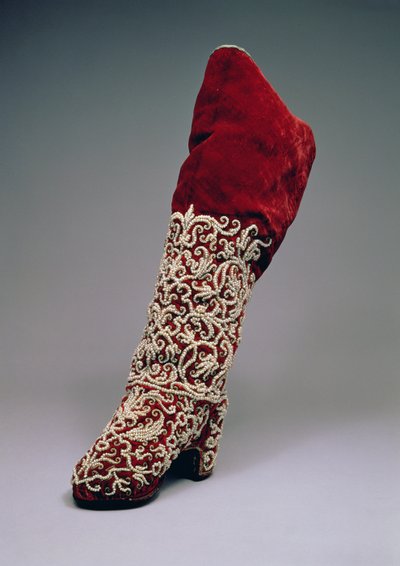 Damkänga, 1650-1700 (läder och sammet med pärlor) av Russian School