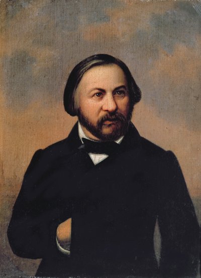 Porträtt av Mikhail Ivanovich Glinka (1804-57), 1850p av Russian School