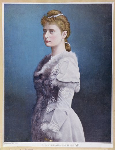 Porträtt av tsarina Alexandra Feodorovna (1872-1918) ca 1898 av Russian School