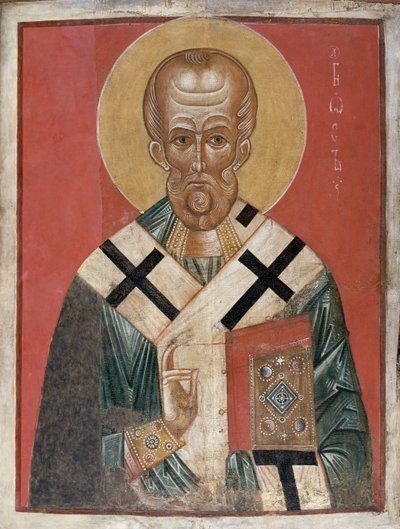 St. Nicholas, Novgorod skola, ca 1300 (tempera på gesso) av Russian School