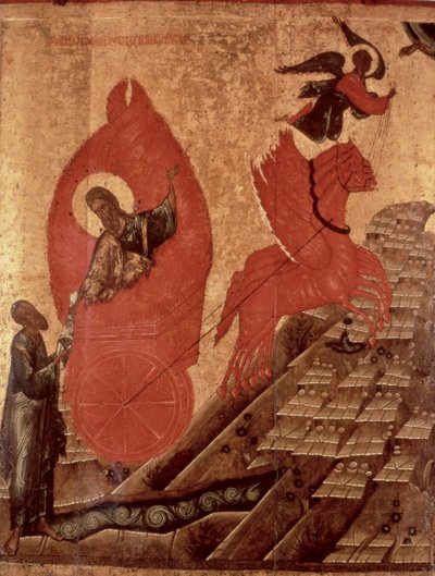 The Ascension of Elijah, ikon, Pskov School, ca 1650 (tempera på panel) av Russian School
