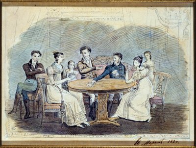 The Galitzines, 1820 (wc på papper) av Russian School