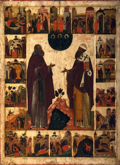 Saint Cyril of White Lake och Saint Cyril of Alexandria, andra hälften av 1700-talet. av Russian icon.