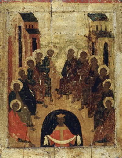 Den Helige Andes nedstigning på apostlarna, c1410. av Russian icon.