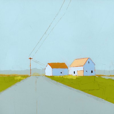 Cloudy Day, 2025 (akryl på träpanel) av Ruth Lague