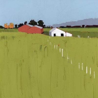 Fence Line, 2025 (akryl på träpanel) av Ruth Lague