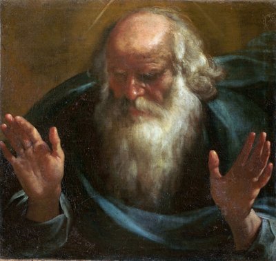 "" Dieu le pere "" (Gud Fadern) Peinture de Rutilio Manetti (1571-1639) Debut 17eme siecle Olja på duk Dim 60x63 cm Oratory of San Bernardino and Diocesan Museum, Sienne av Rutilio Manetti
