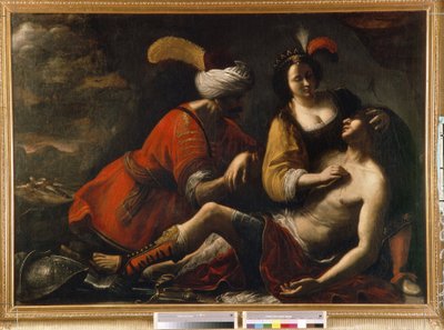 Tancred och Herminie. Avsnitt av det befriade Jerusalem (1581) av Le Tasse (Torquato Tasso av Rutilio Manetti