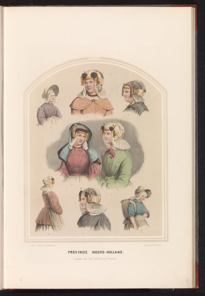 Traditionell dräkt i Nordholland, 1857 Provinsen norra Holland. / XXIII (titel på objekt) av Ruurt de Vries