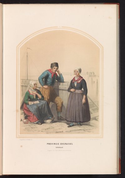 Traditionell dräkt av Schokland i provinsen Overijssel, 1857 Provinsen Overijssel Schokland / X (titel på objekt) av Ruurt de Vries