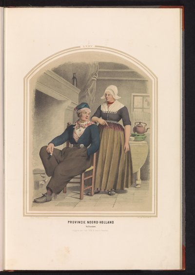 Traditionell dräkt av Volendam i norra Holland, 1857 Provinsen norra Holland. Vollendam / XXXV (titel på objekt) av Ruurt de Vries