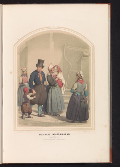Traditionell dräkt på ön Marken i norra Holland, 1857 Provinsen norra Holland. Ön Marken / XXIX (titel på objekt) av Ruurt de Vries