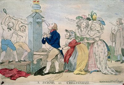 En scen i Cheltenham. Satirisk serie, pub. 1788 av S.W. Fores