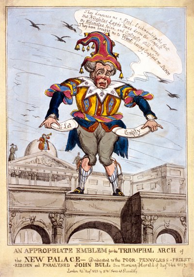 "Ett passande emblem för triumfbågen i det nya Buckingham-palatset ..., London, 1829 av SW Fores