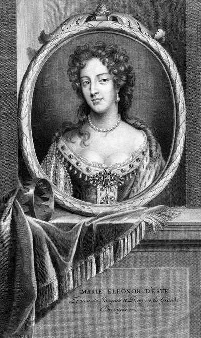 Maria av Modena, drottning gemål till kung James II av Storbritannien. av S. Audran