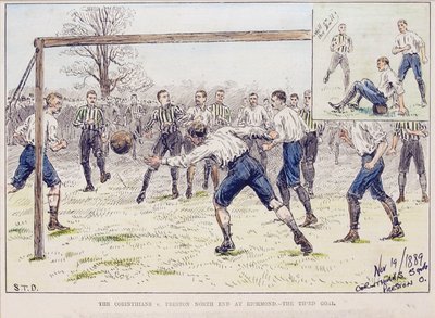 The Corinthians vs. Preston North End i Richmond - Det tredje målet, från "The Illustrated Sporting and Dramatic News" av S. T. Dadd
