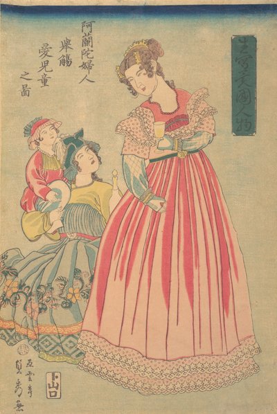 Holländsk kvinna och barn, 1860. av Sadahide Utagawa