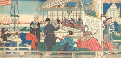 Hem för utländska köpmän i Yokohama, 9:e månaden, 1861. av Sadahide Utagawa