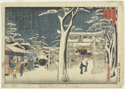 Snövy över Hirota Shrine av Sadanobu Hasegawa