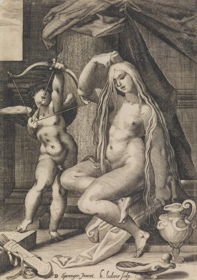 Venus och Amor, 1571-1650. av Sadeler