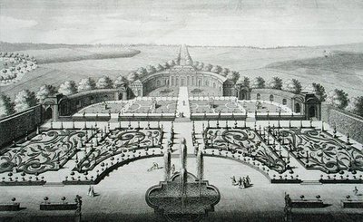 Utsikt över orangeriet i Geibach, graverad av Johann Georg Pintz (1697-1767/8) av Salomon (after) Kleiner