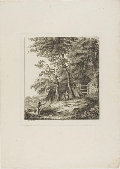 Fiskare med barn, plansch två från Paysages Dédiés à M. Warelet av Salomon Gessner