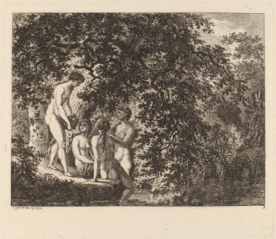 Flicka som bär en fruktkorg, 1770. av Salomon Gessner