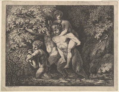 Satyrfamiljen, på väg, 1700-talet. av Salomon Gessner