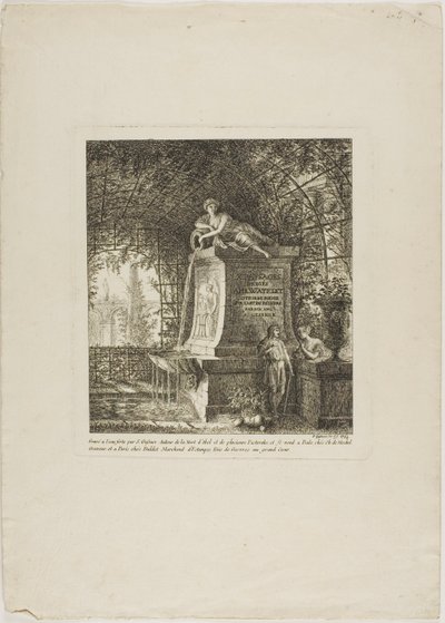 Den spaljéförsedda fontänen, framsida ur Paysages Dédiés à M. Warelet av Salomon Gessner