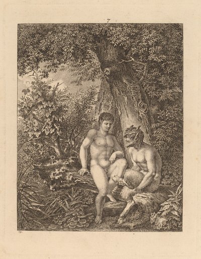 Två Satyrer i en skog av Salomon Gessner