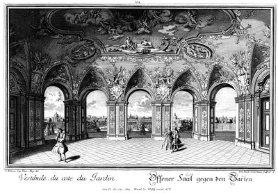 Utsikt över trädgården från Sala Terrena av Salomon Kleiner
