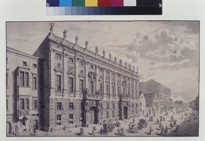 Hel sida: snedbild av prins Eugen av Savoyens stadspalats i Himmelpfortgasse (penna, pensel och bläck) av Salomon Kleiner