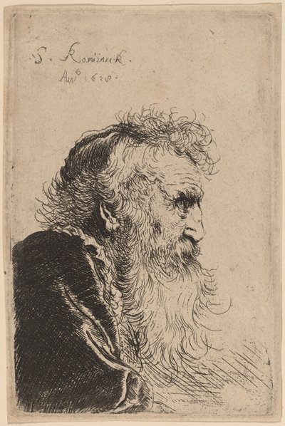 Byst av en gammal man i profil, vänd åt höger av Salomon Koninck