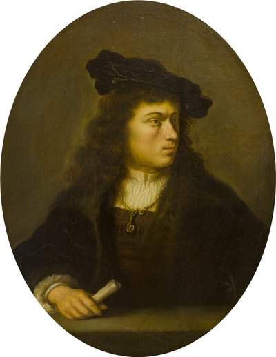 Porträtt av en okänd man, ca 1629-56 (olja på panel) av Salomon Koninck