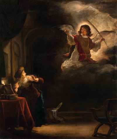 The Annunciation - Peinture de Salomon Koninck (1609-1656) - 1655 - Oil on canvas - 72,5x61,5 - Hallwylska Museet, Stockholm av Salomon Koninck