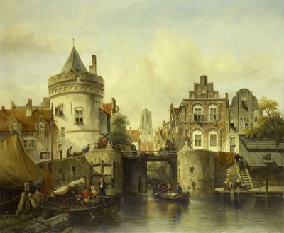 Imaginär vy baserad på Kolksluis av Salomon Leonardus Verveer