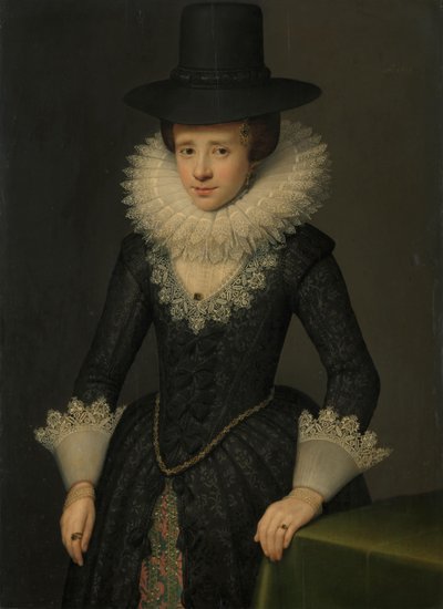 Porträtt av Anna Boudaen Courten (1599-1622) av Salomon Mesdach (attributed to)