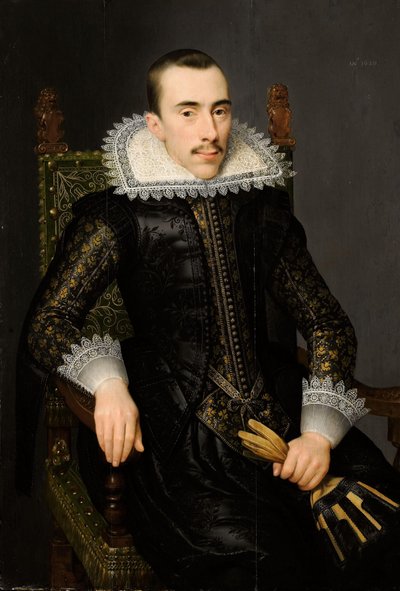 Porträtt av en man, möjligen Walterus Fourmenois (1596-1653) av Salomon Mesdach (attributed to)