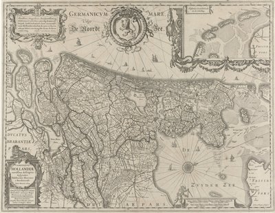 Topografisk karta över Holland Comitatus Hollandiae (titel på objekt) av Salomon Rogiers