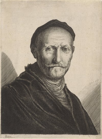 Porträtt av en äldre man med en basker på huvudet av Salomon Savery