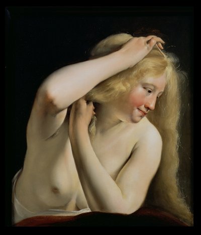 Ung Kvinna Som Kammar Hennes Hår av Salomon de Bray
