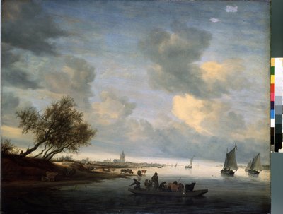 Färja till Arnhem (Färja i Arnhem) (Pays Bas). Peinture de Salomon Jacobsz (Jacob) Van Ruysdael (Ruisdael) (1600 eller 1603-1670). Huile sur bois, 89 x 116 cm av Salomon van Ruisdael or Ruysdael
