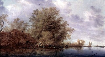 Skogbevuxen flodlandskap av Salomon van Ruisdael or Ruysdael