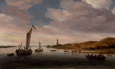Rhen River View nära Rhenen av Salomon van Ruysdael