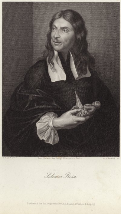 Porträtt av Salvator Rosa (gravyr) av Salvator (after) Rosa