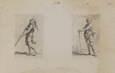 (Figurinserie) Man med plymerad hatt, sidovy av Salvator Rosa