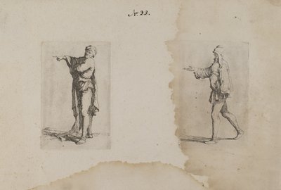 (Figurinserie) Stående man, pekar åt vänster av Salvator Rosa