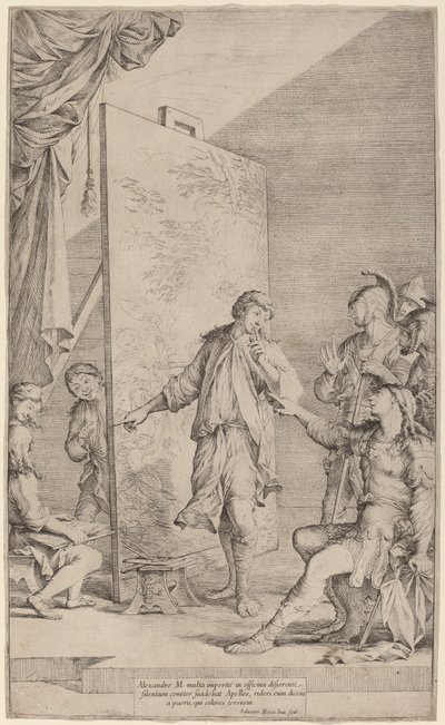 Alexander i studion i Apelles av Salvator Rosa