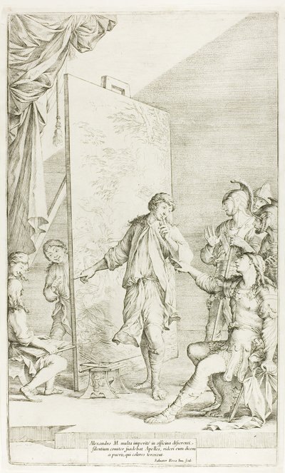 Alexander i studion i Apelles av Salvator Rosa