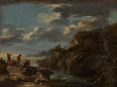 Banditer på en stenig kust, 1655-60. av Salvator Rosa